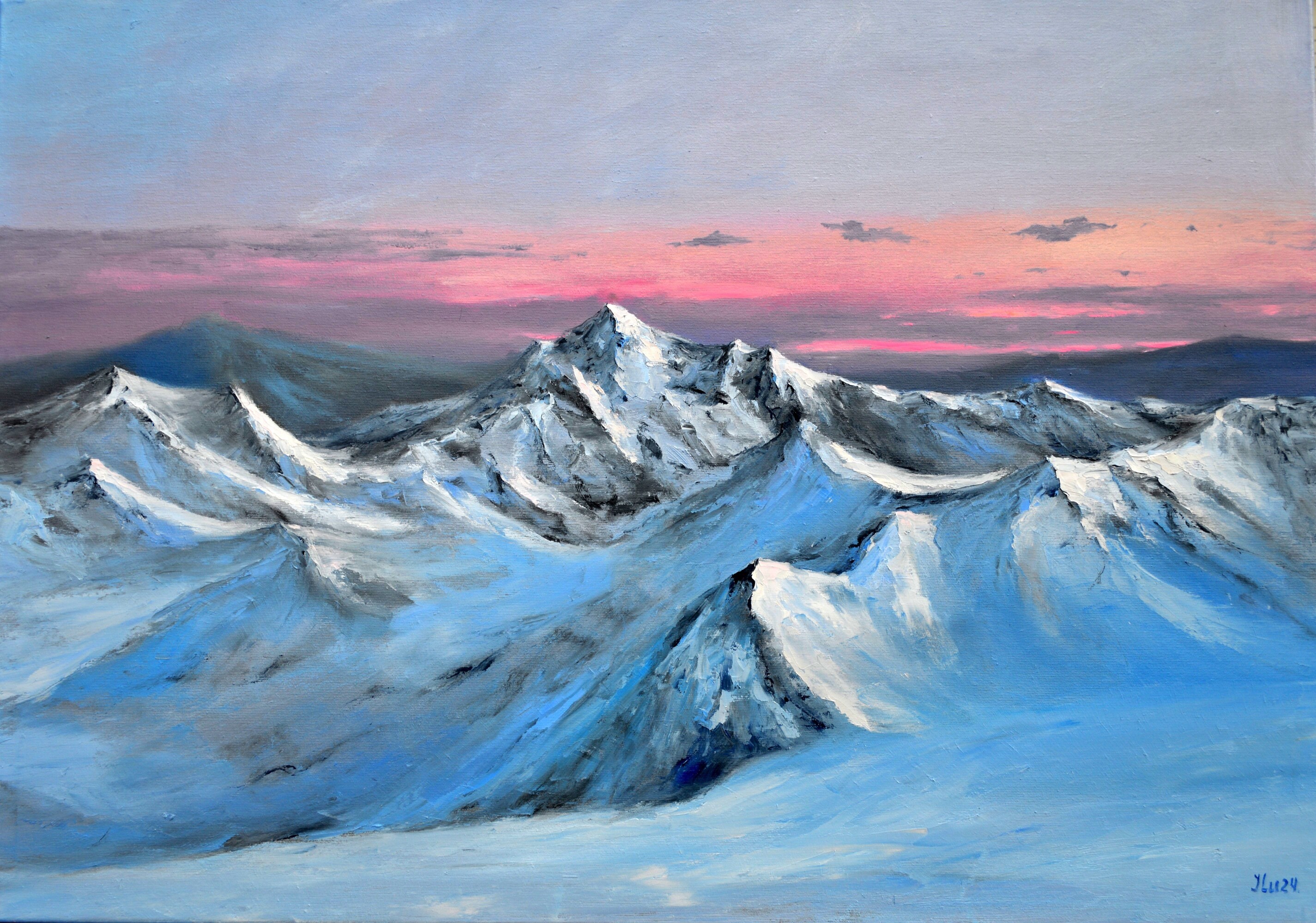 Elena Lukina, Morning light on snowy peaks Elena Lukina, Morning light on snowy peaks
