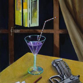 Gemälde, Notturno con pistola, Sergio Ceccotti