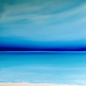 Painting, French Riviera, turquoise horizon, Nataliia Krykun