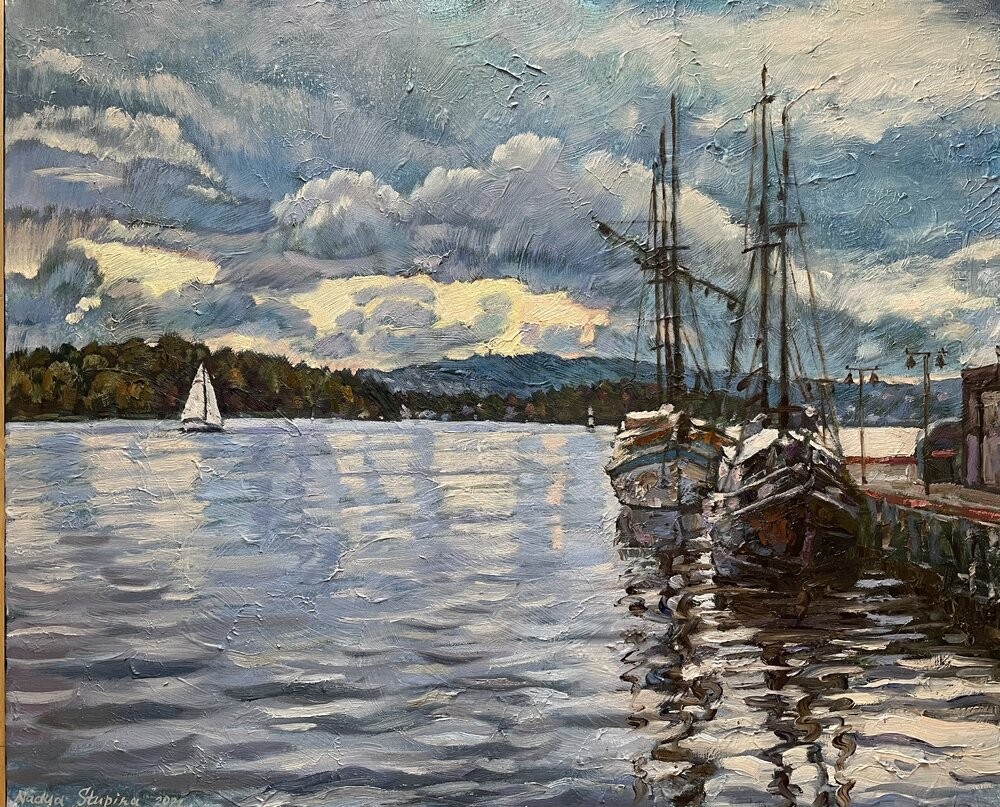 Nadezda Stupina, Autumn clouds over Aker brygge Nadezda Stupina, Autumn clouds over Aker brygge