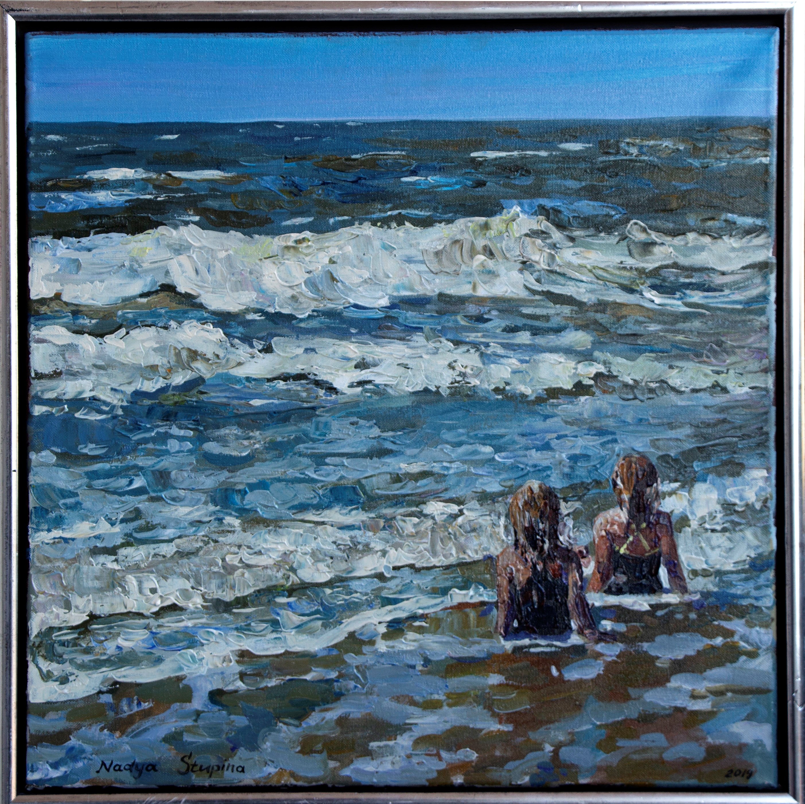 Nadezda Stupina, Triptych Blåvand Girls and sea. Nadezda Stupina, Triptych Blåvand Girls and sea.