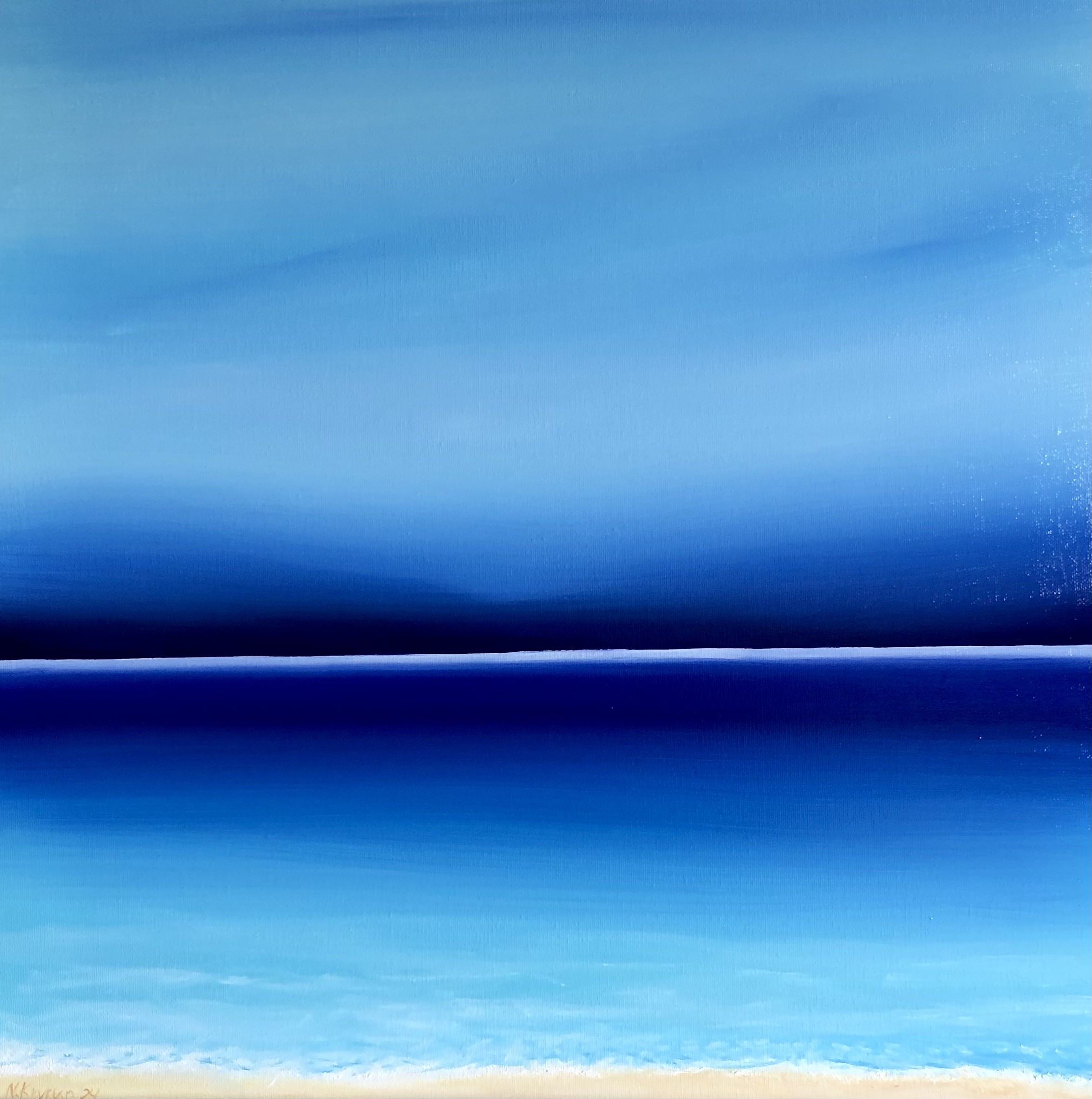 Nataliia Krykun, Seascape blue minimalism - Sunset, skyline, turquoise waves Nataliia Krykun, Seascape blue minimalism - Sunset, skyline, turquoise waves
