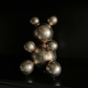 Escultura, Marbled Small Bear Steel and Real Silver Leaf, Irena Tone