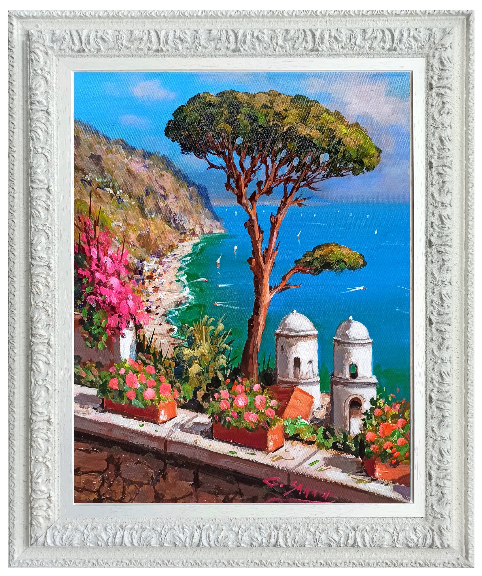 Gio Sannino, Ravello sea pointview - Amalfitan Coast painting (Italy) + frame Gio Sannino, Ravello sea pointview - Amalfitan Coast painting (Italy) + frame