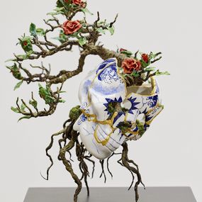 Sculpture, Bonsai Skull vase, Patrick Bergsma