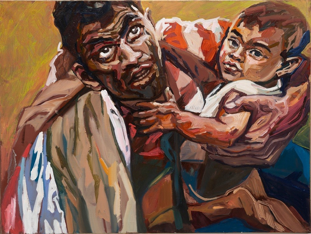 Hélène Deghilage, Père et enfant (Série par dessus les grillages) Hélène Deghilage, Père et enfant (Série par dessus les grillages)
