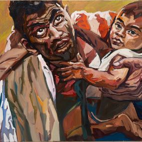 Pintura, Père et enfant (Série par dessus les grillages), Hélène Deghilage