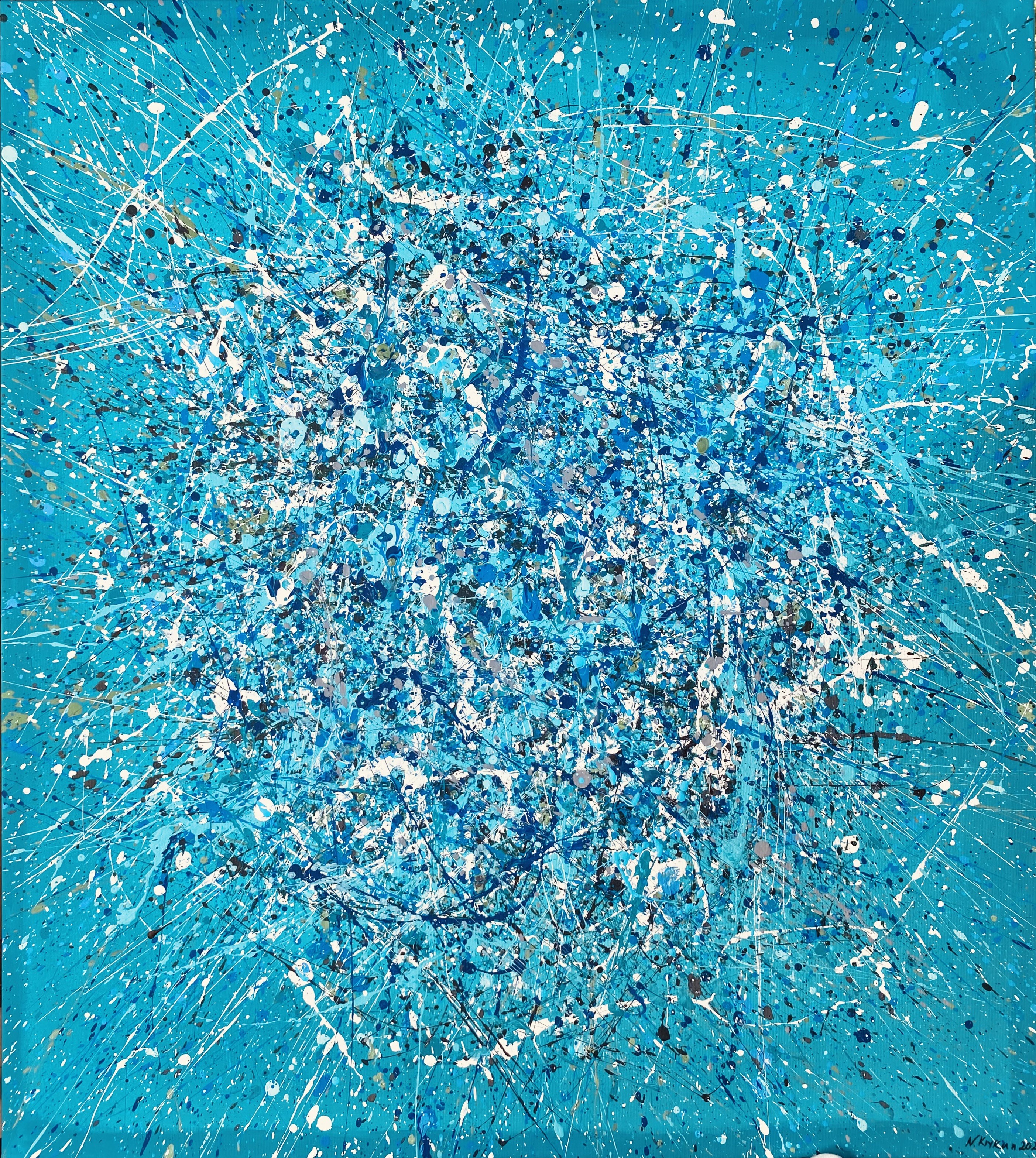 Nataliia Krykun, Turquoise Galaxy blue abstraction style Pollock Nataliia Krykun, Turquoise Galaxy blue abstraction style Pollock