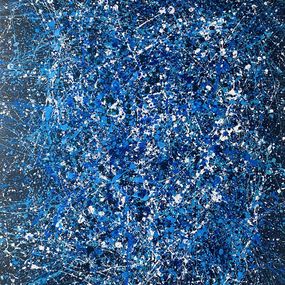 Peinture, Blue Galaxy, minimalistic dripping abstraction Pollock’s Style, Nataliia Krykun