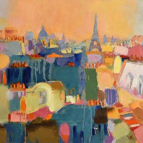 Painting, Over the rooftops of Paris, Volodymyr Kolesnyk
