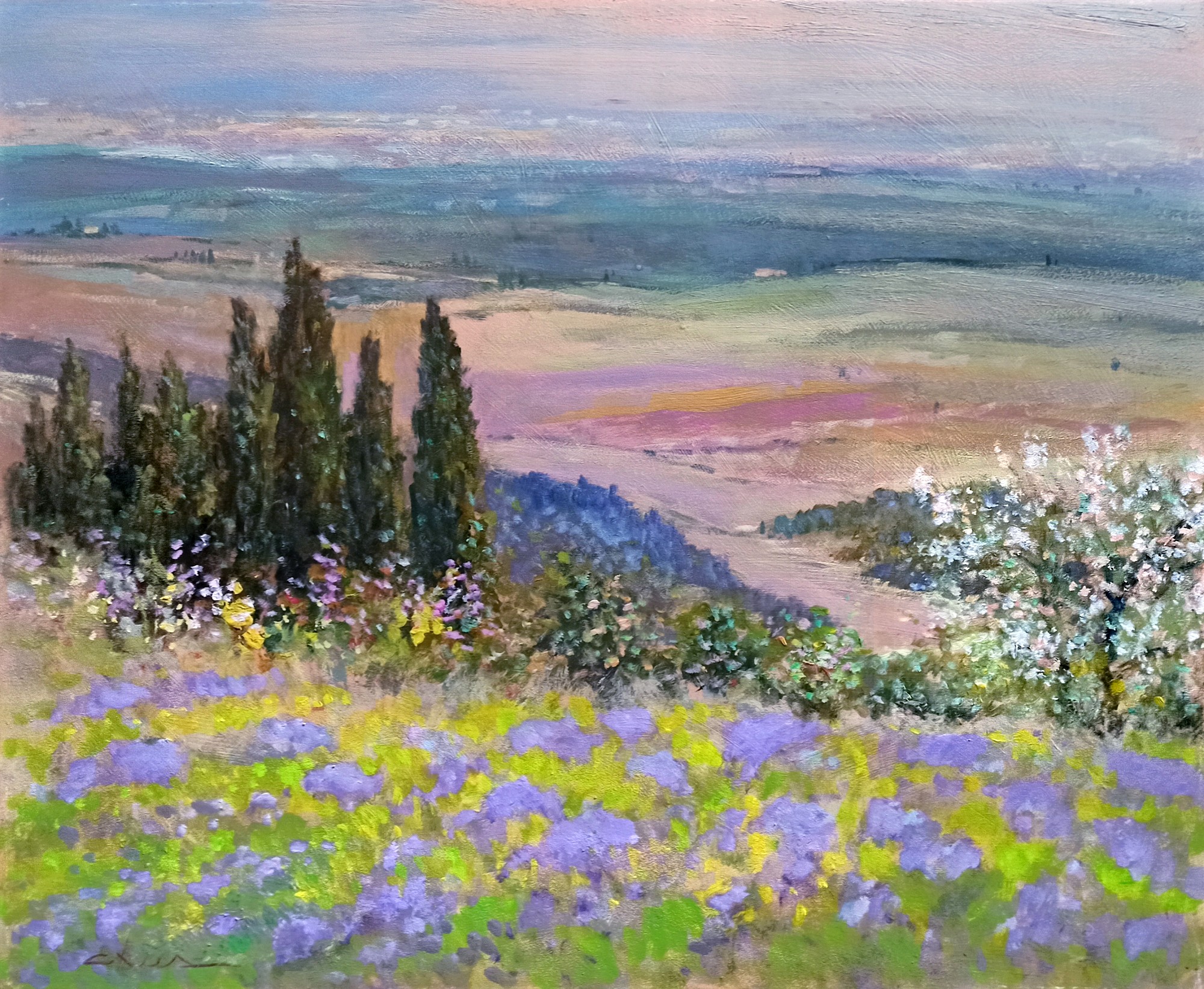Biagio Chiesi, Spring colors landscape n°1 - Tuscany painting Biagio Chiesi, Spring colors landscape n°1 - Tuscany painting
