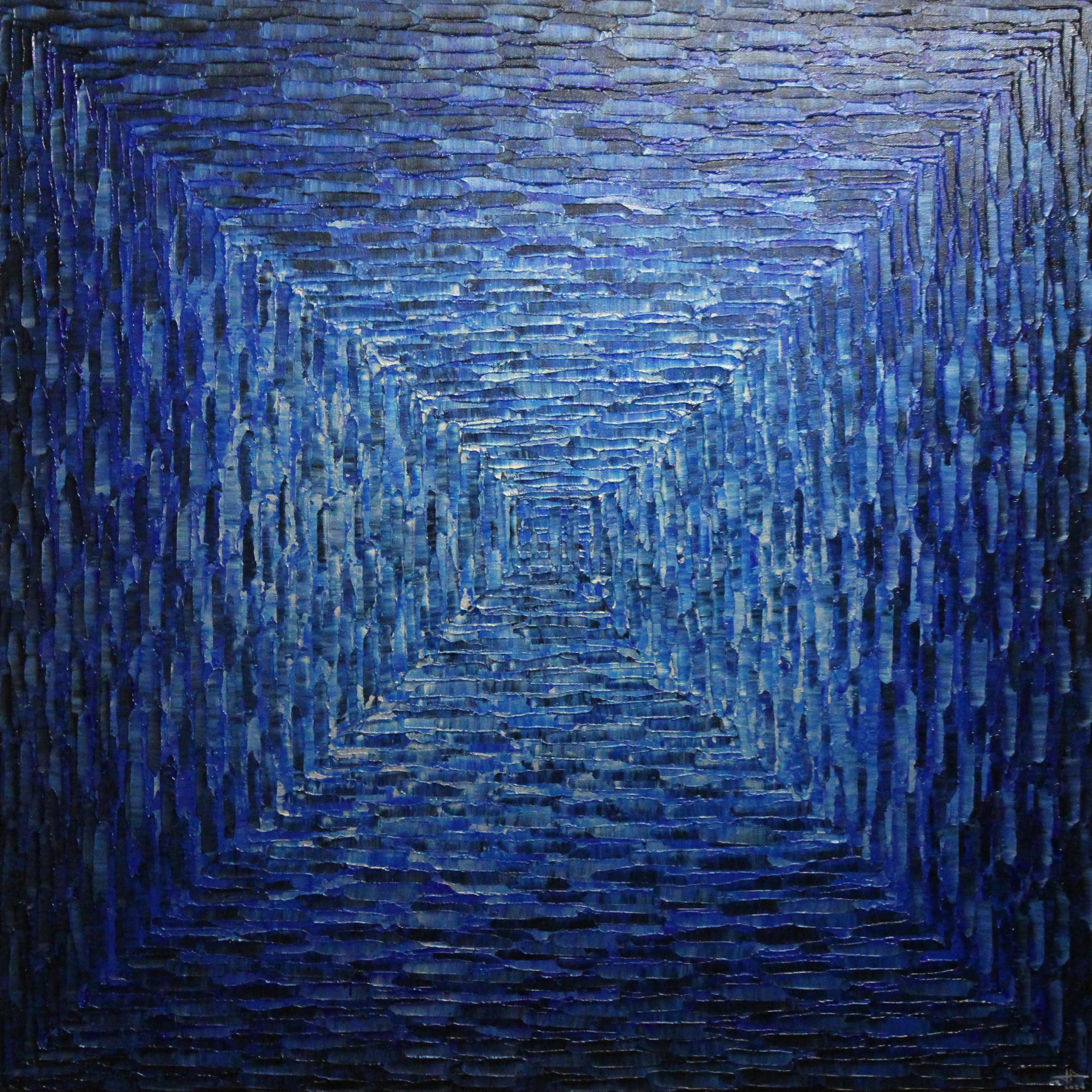 Jonathan Pradillon, Grand dégradé carré bleu argent perlé Jonathan Pradillon, Grand dégradé carré bleu argent perlé