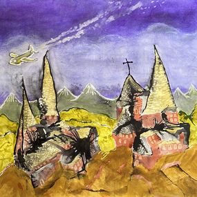 Painting, Plane crash landscape 2, Jeff Engberg