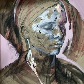 Gemälde, La femme aux yeux fermés, Alexandre Monteiro (Hopare)
