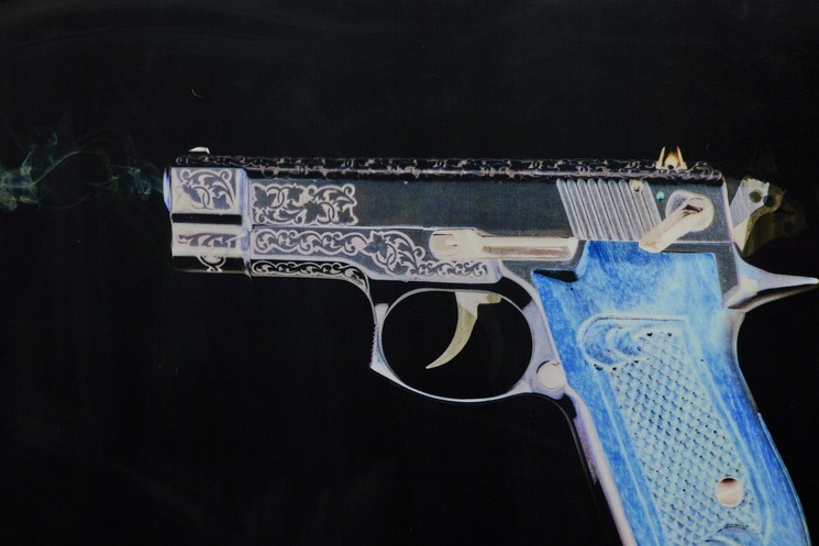James Chiew, The Gun - Black 1911, Print on lenticular screen