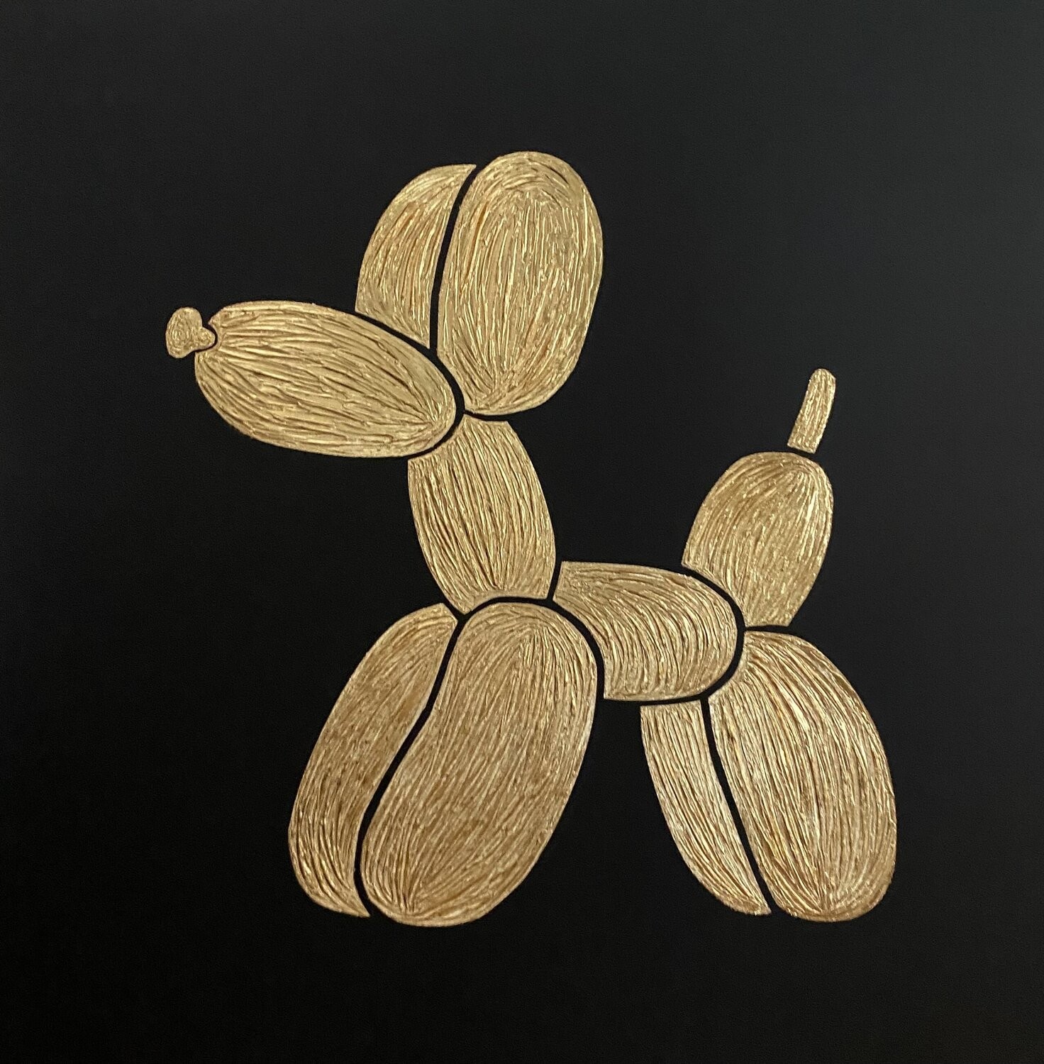 Nataliia Krykun, Not a balloon dog - gold 3d textured minimalistic animal inspired Nataliia Krykun, Not a balloon dog - gold 3d textured minimalistic animal inspired