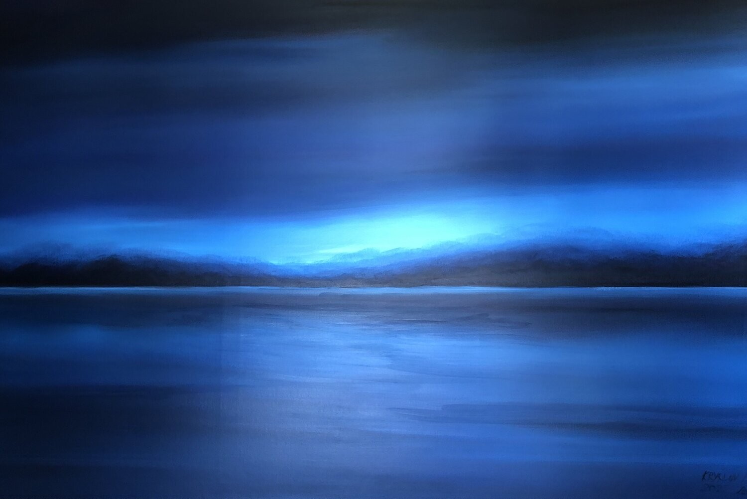 Nataliia Krykun, Dark blue landscape / seascape - large navy black oil painting Nataliia Krykun, Dark blue landscape / seascape - large navy black oil painting