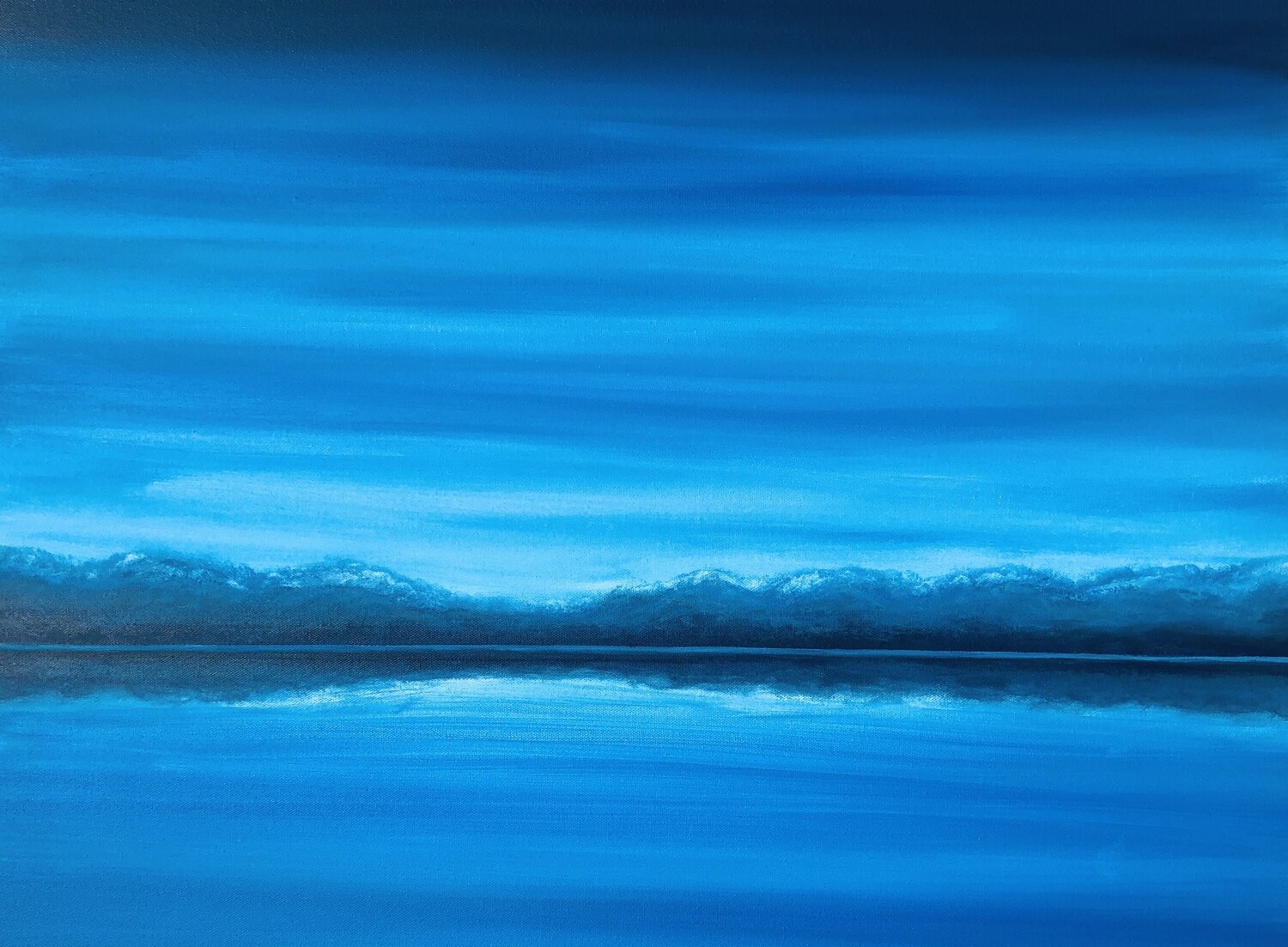 Nataliia Krykun, Blausee - Bergsee, navy semi abstraction, impressions minimalism seascape Nataliia Krykun, Blausee - Bergsee, navy semi abstraction, impressions minimalism seascape