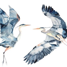 Painting, Herons in Flight, Elizabeth Becker