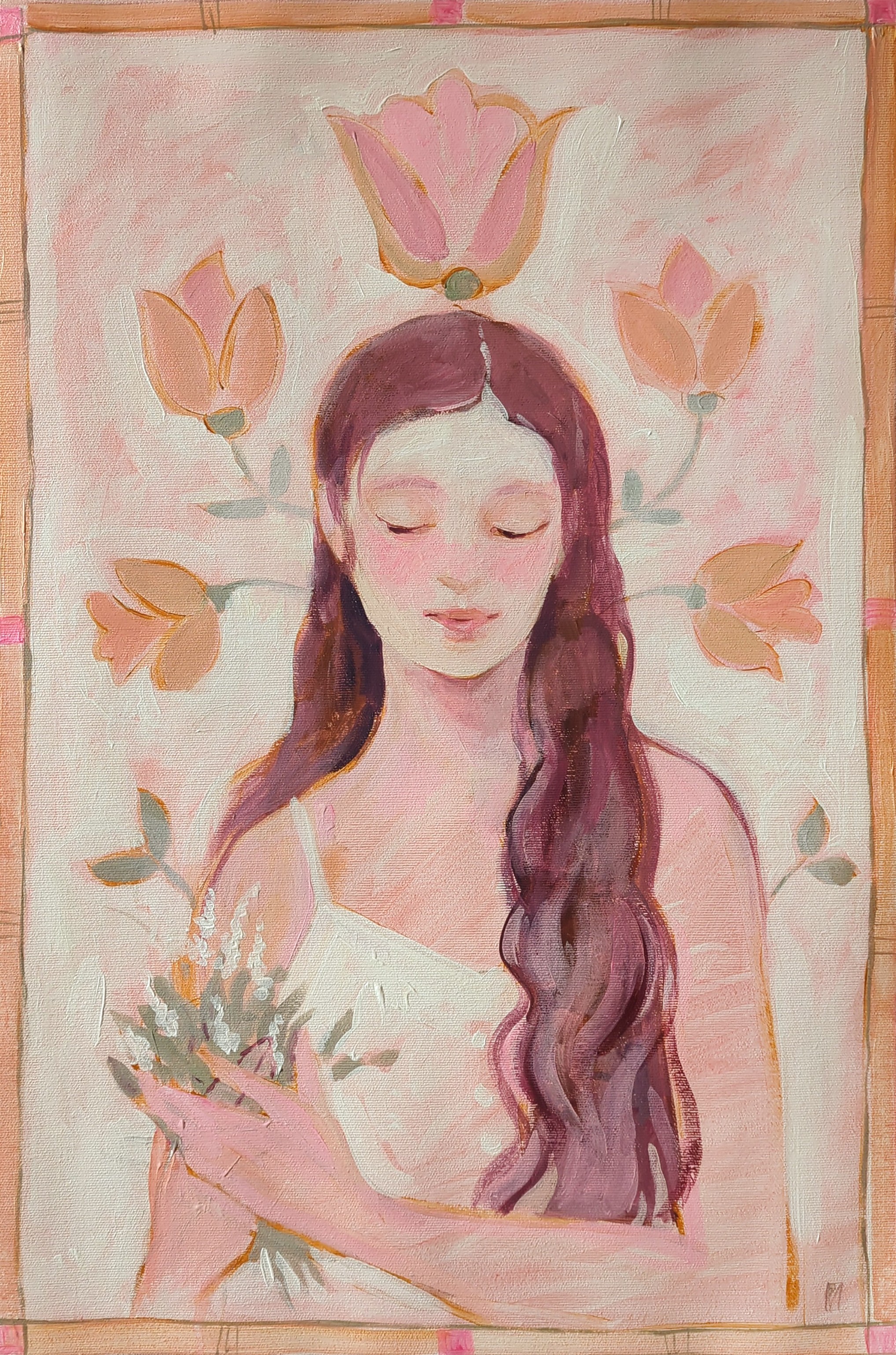Olha Vlasova, Girl with bouquet, Spring series Olha Vlasova, Girl with bouquet, Spring series