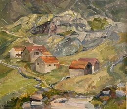 Painting, Village de montagne, Berthe Dubois
