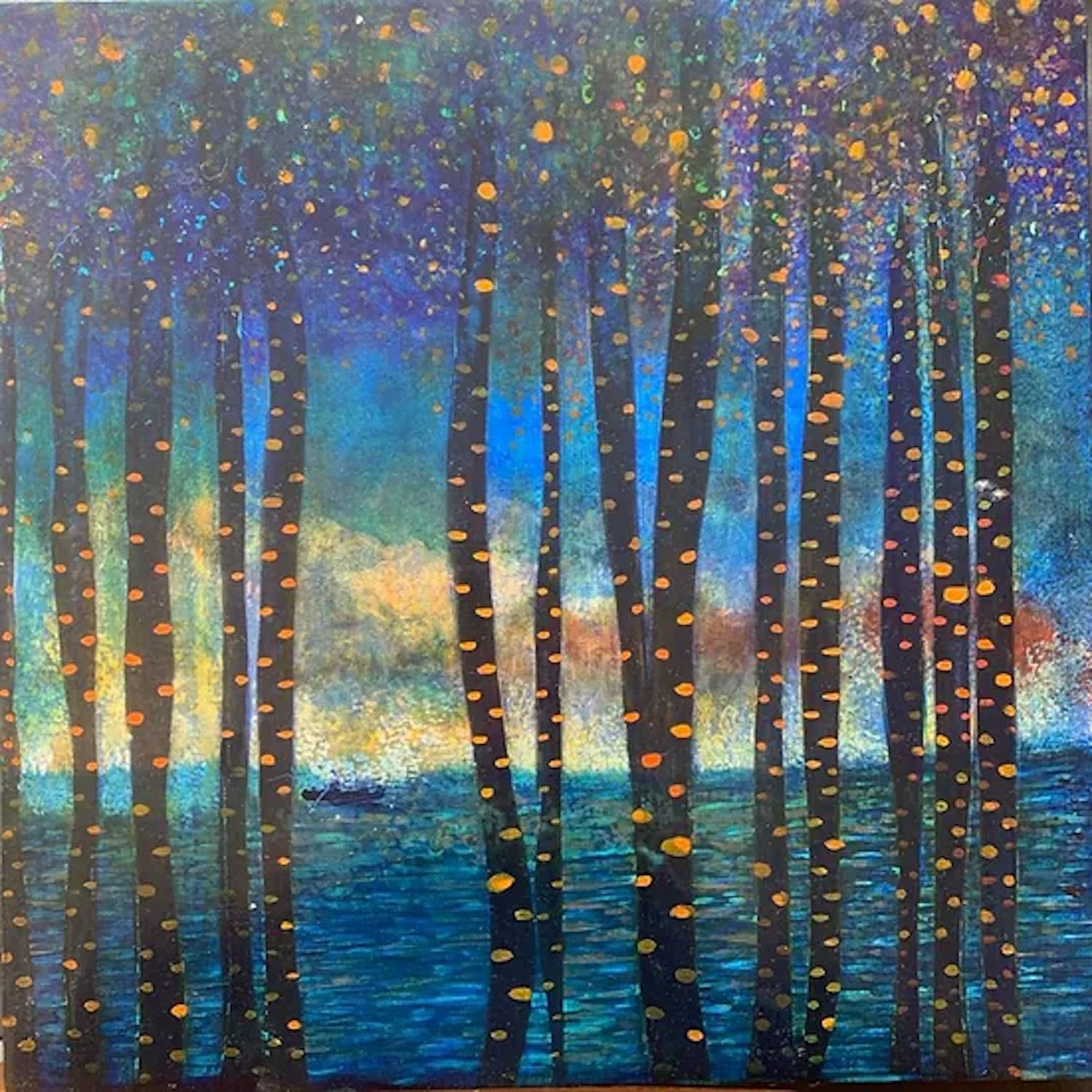 Helen Brough, Blue boat and birch trees Helen Brough, Blue boat and birch trees