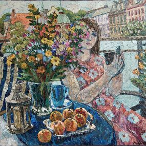 Painting, On the balcony, Nadezda Stupina