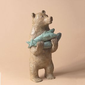 Sculpture, Bear with three fishes, Sophie Verger