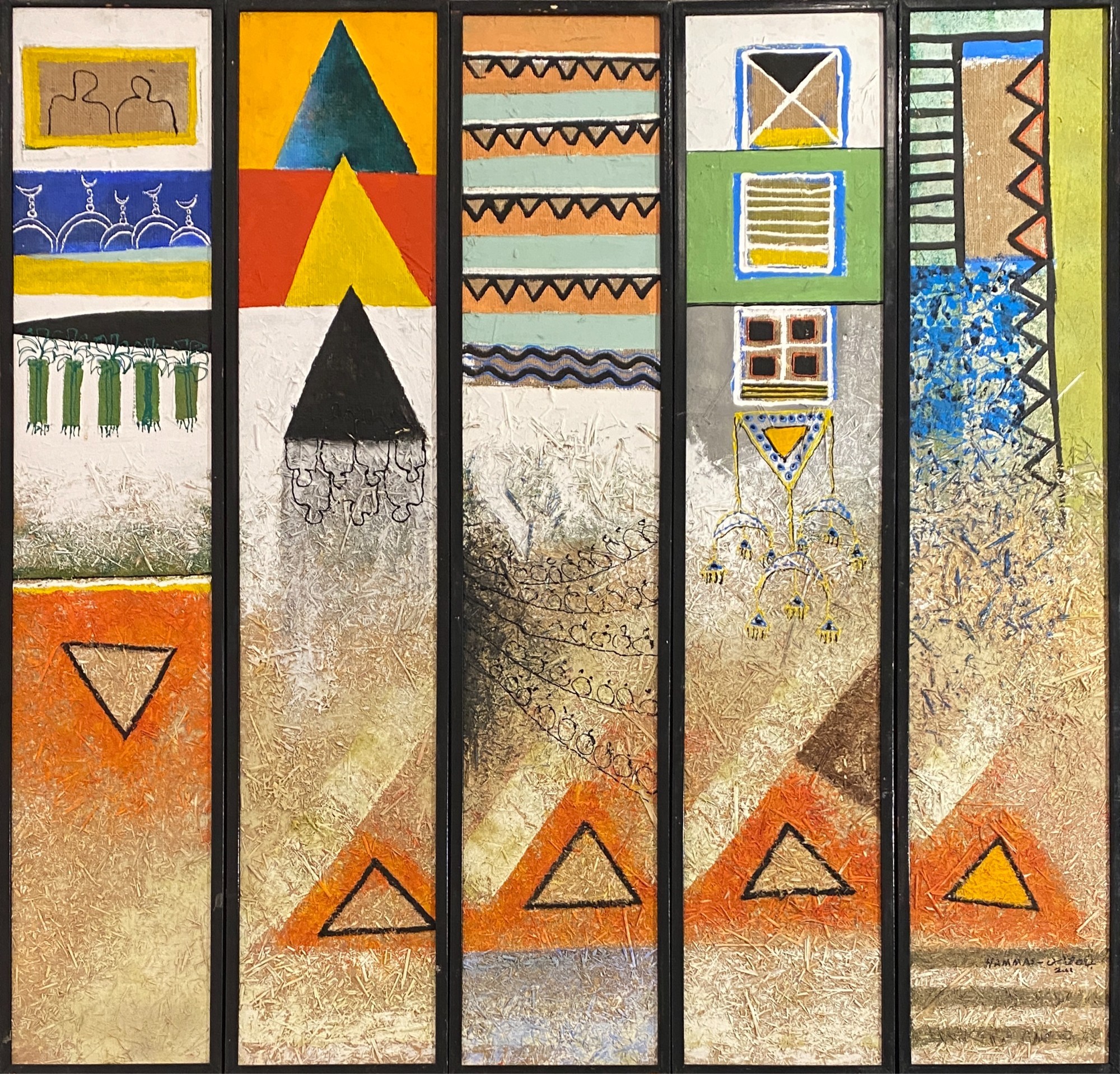 Abdullah Hammas, Untitled, Panel of 5 together Abdullah Hammas, Untitled, Panel of 5 together