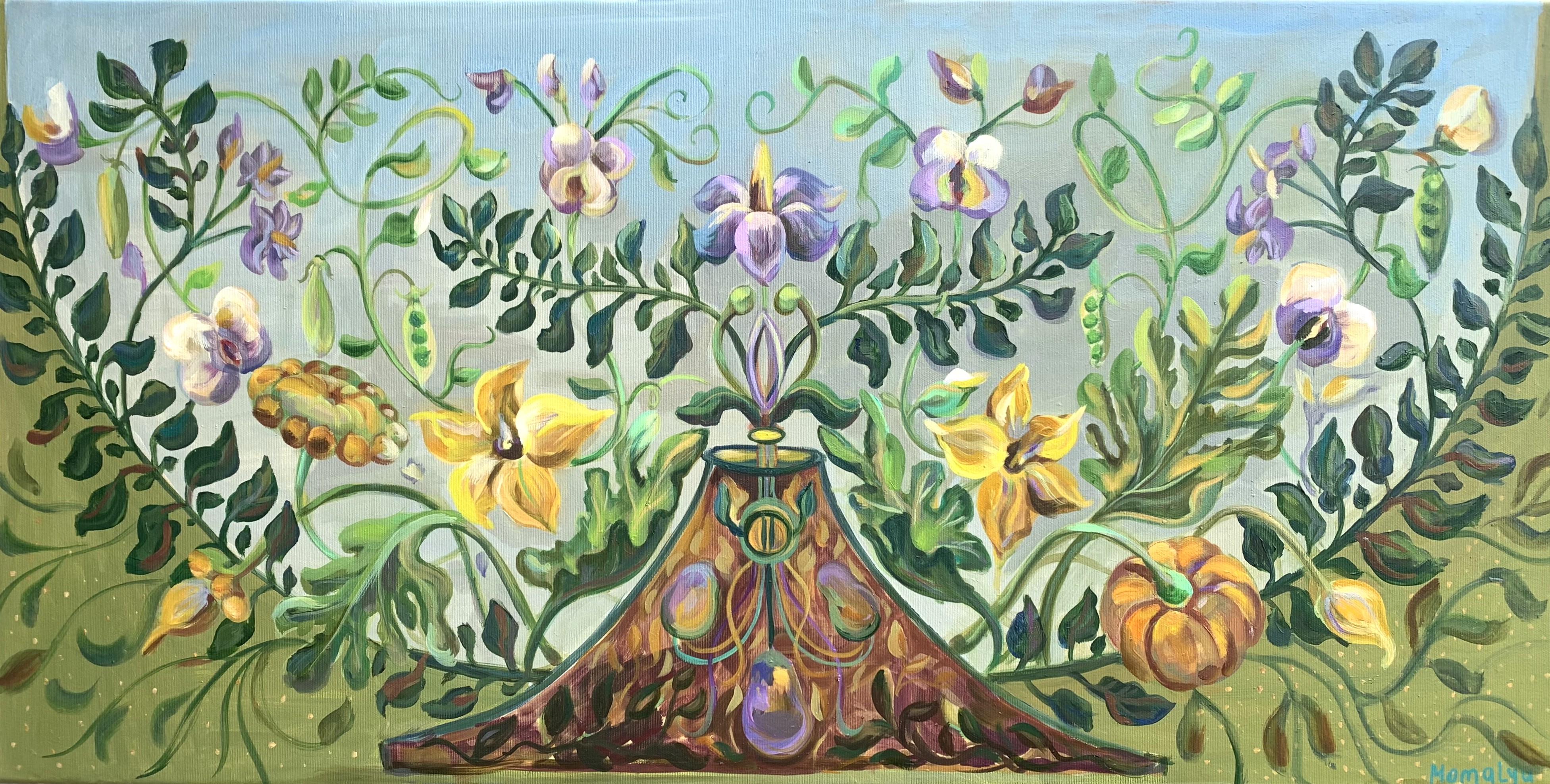 Momalyu Liubov Kriuchkova, Peaceful Kingdom of Plants. Botanical decorative oil painting Momalyu Liubov Kriuchkova, Peaceful Kingdom of Plants. Botanical decorative oil painting