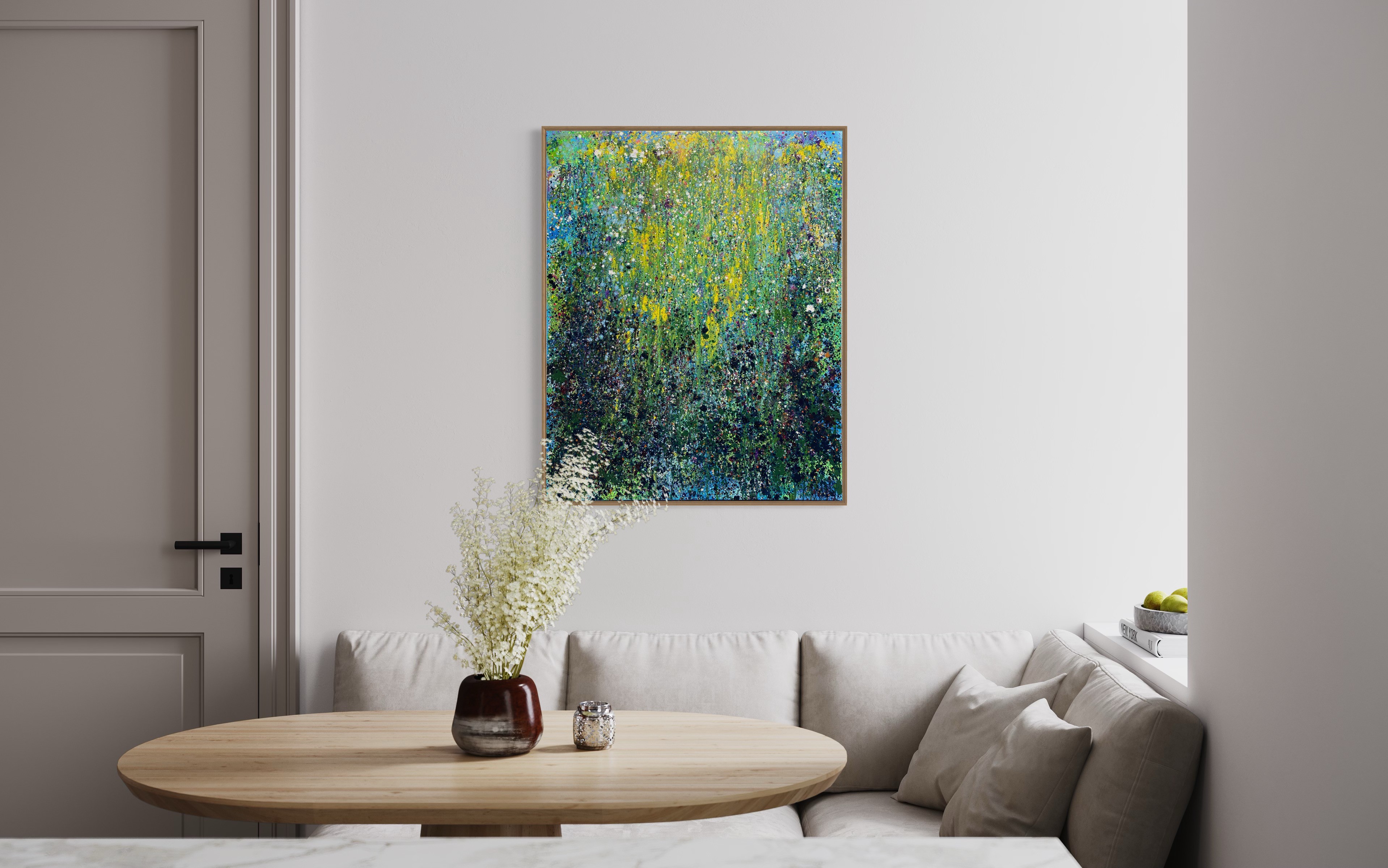 Tableau contemporain abstrait coloré Time is Monet