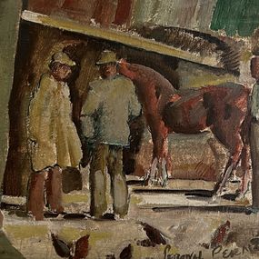 Painting, Marchands de chevaux, Percival Pernet