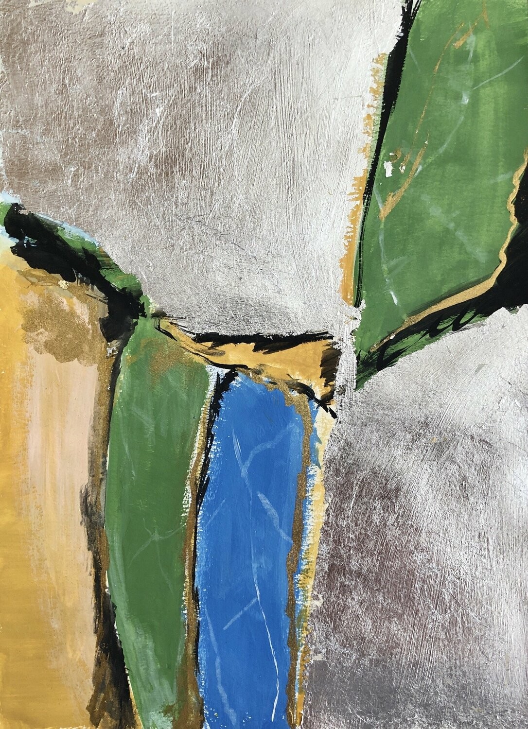 Nataliia Krykun, Green, yellow, blue, silver abstraction Nataliia Krykun, Green, yellow, blue, silver abstraction
