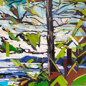 Peinture, Urban Forest Spruce infront of Ferry Waters to Vancouver Island, BC, Chrissy Nickerson