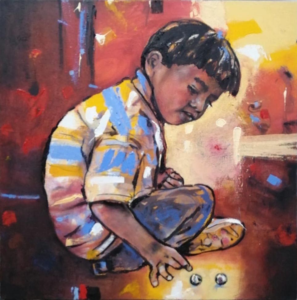 Oswaldo Figueroa, Boy playing with marbles Oswaldo Figueroa, Boy playing with marbles