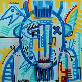 Gemälde, Mask geometrik Bleu, Tarek
