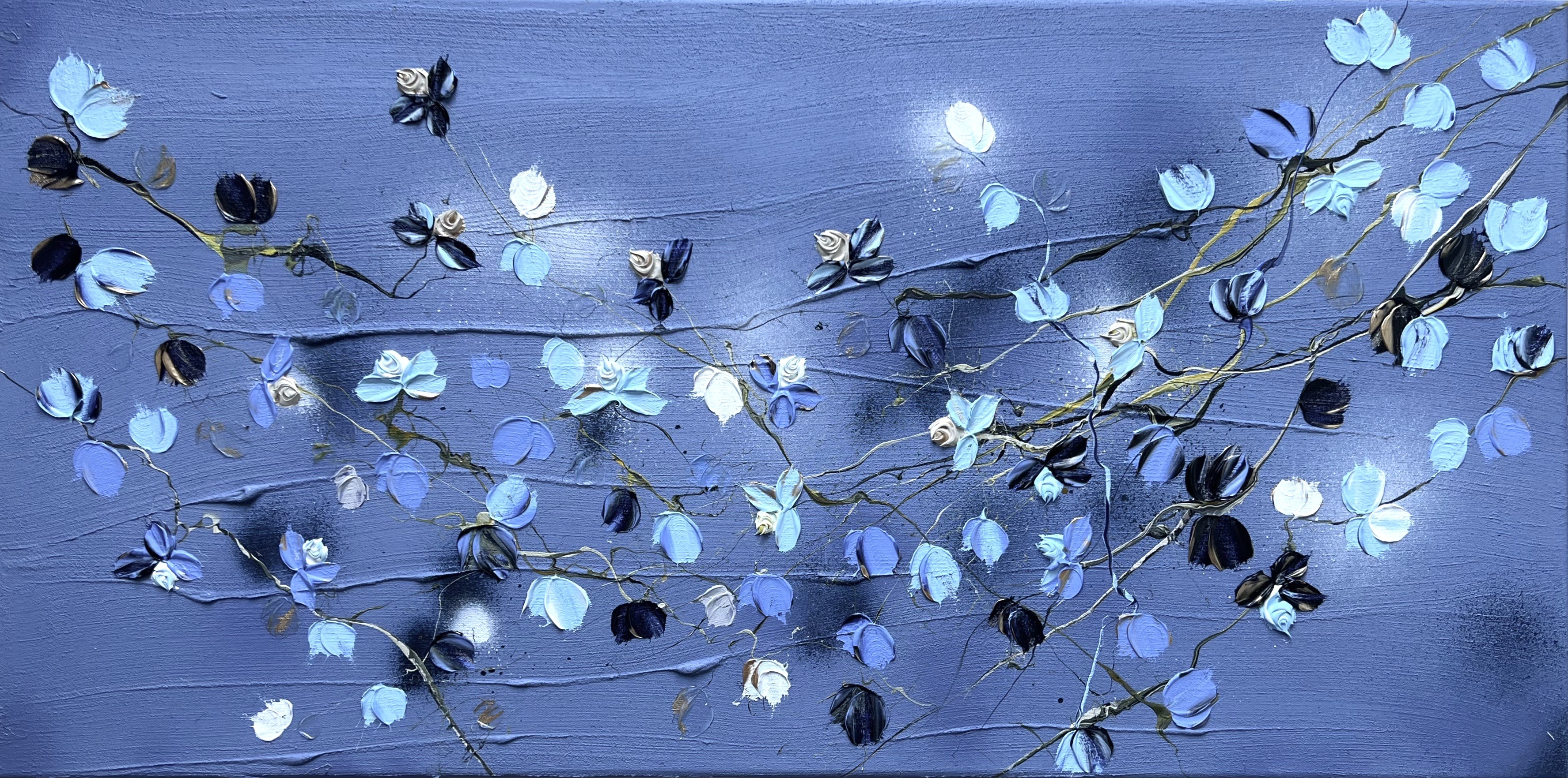 Anastassia Skopp, Powder Blue Roses II - landscape format floral art Anastassia Skopp, Powder Blue Roses II - landscape format floral art