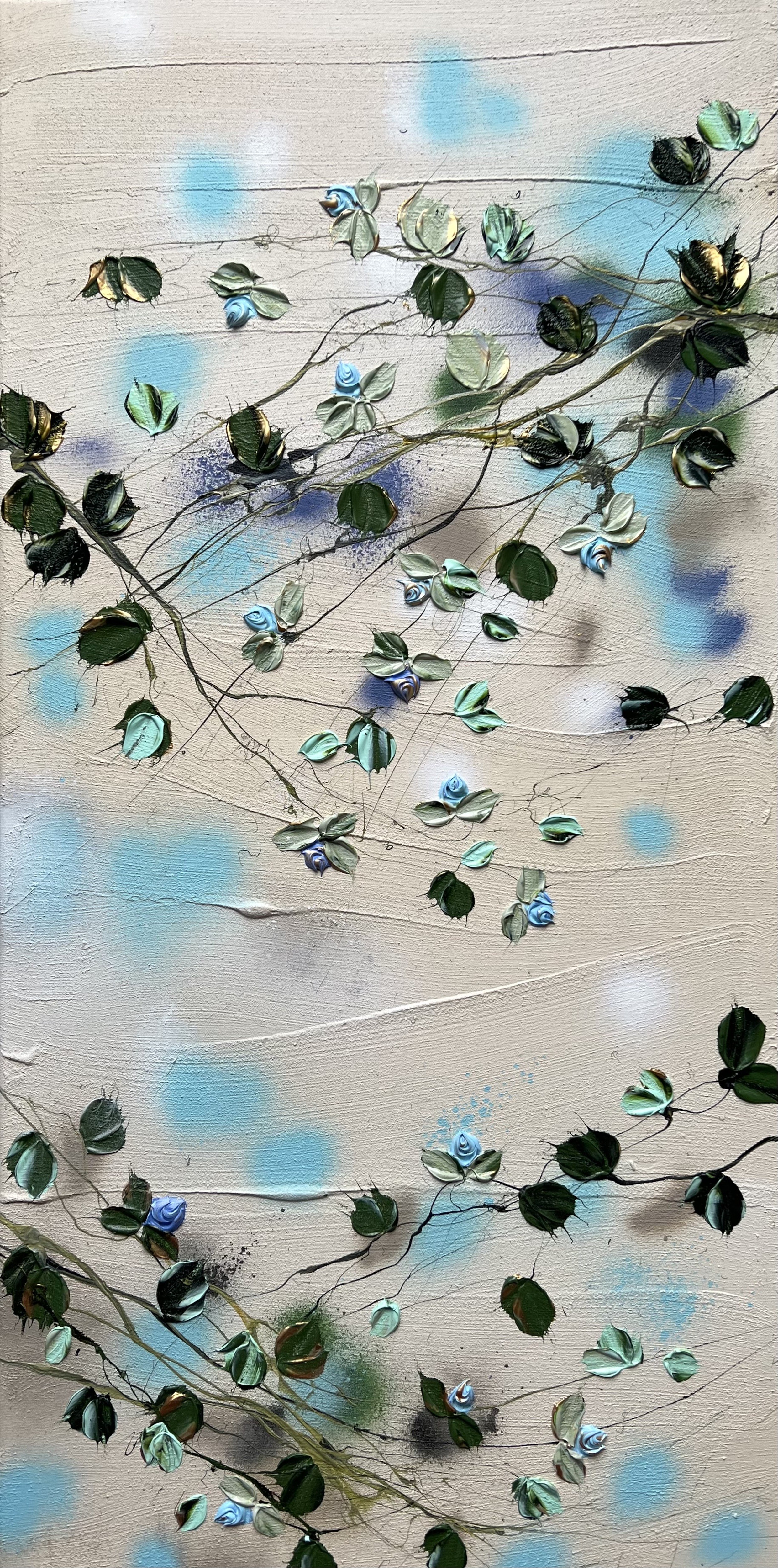 Anastassia Skopp, Bohemian Roses - floral textured vertical art Anastassia Skopp, Bohemian Roses - floral textured vertical art