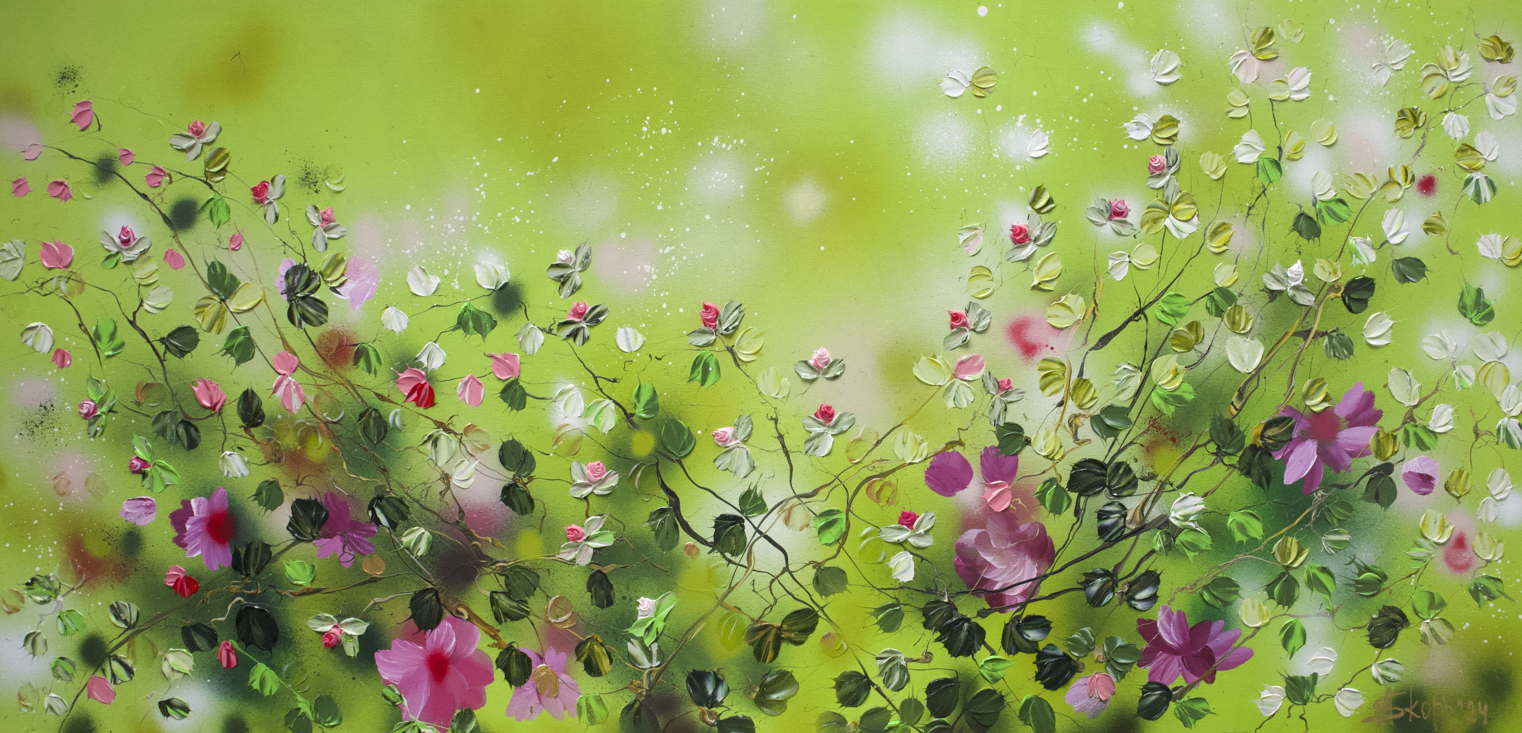 Anastassia Skopp, Green FLOWers - extra large floral painting Anastassia Skopp, Green FLOWers - extra large floral painting