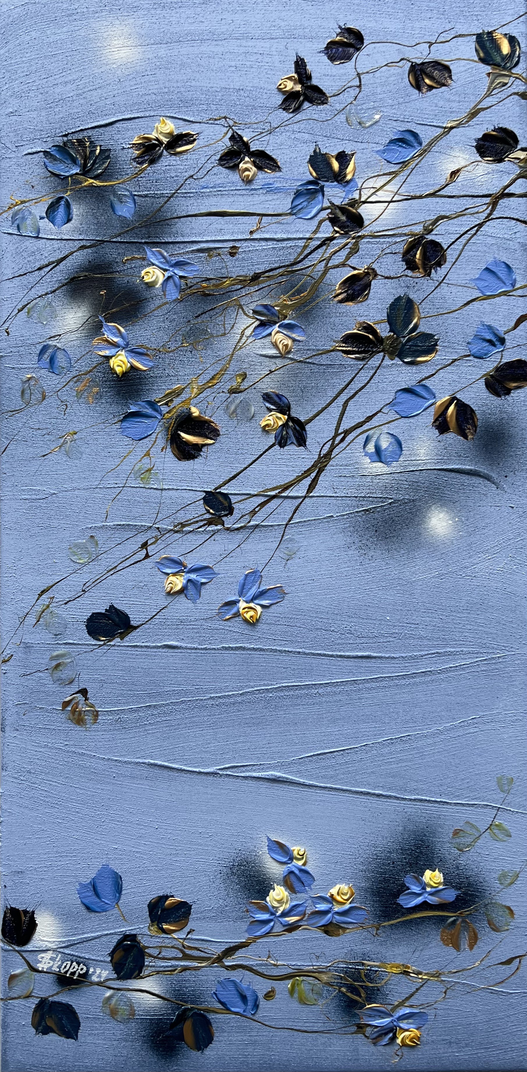 Anastassia Skopp, Powder Blue Morning - abstract textured floral art Anastassia Skopp, Powder Blue Morning - abstract textured floral art