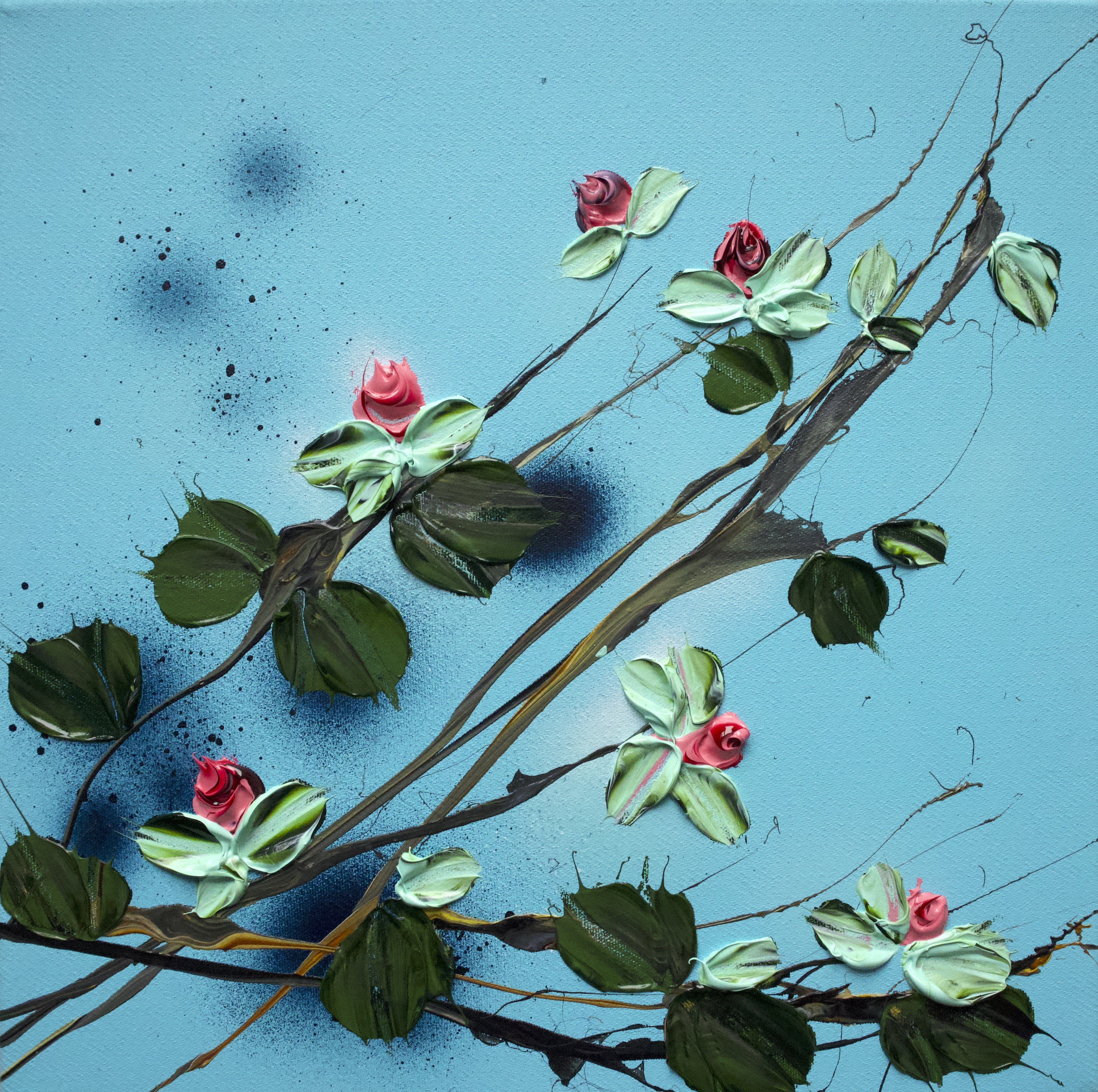 Anastassia Skopp, Red Rose Bush - small floral art Anastassia Skopp, Red Rose Bush - small floral art