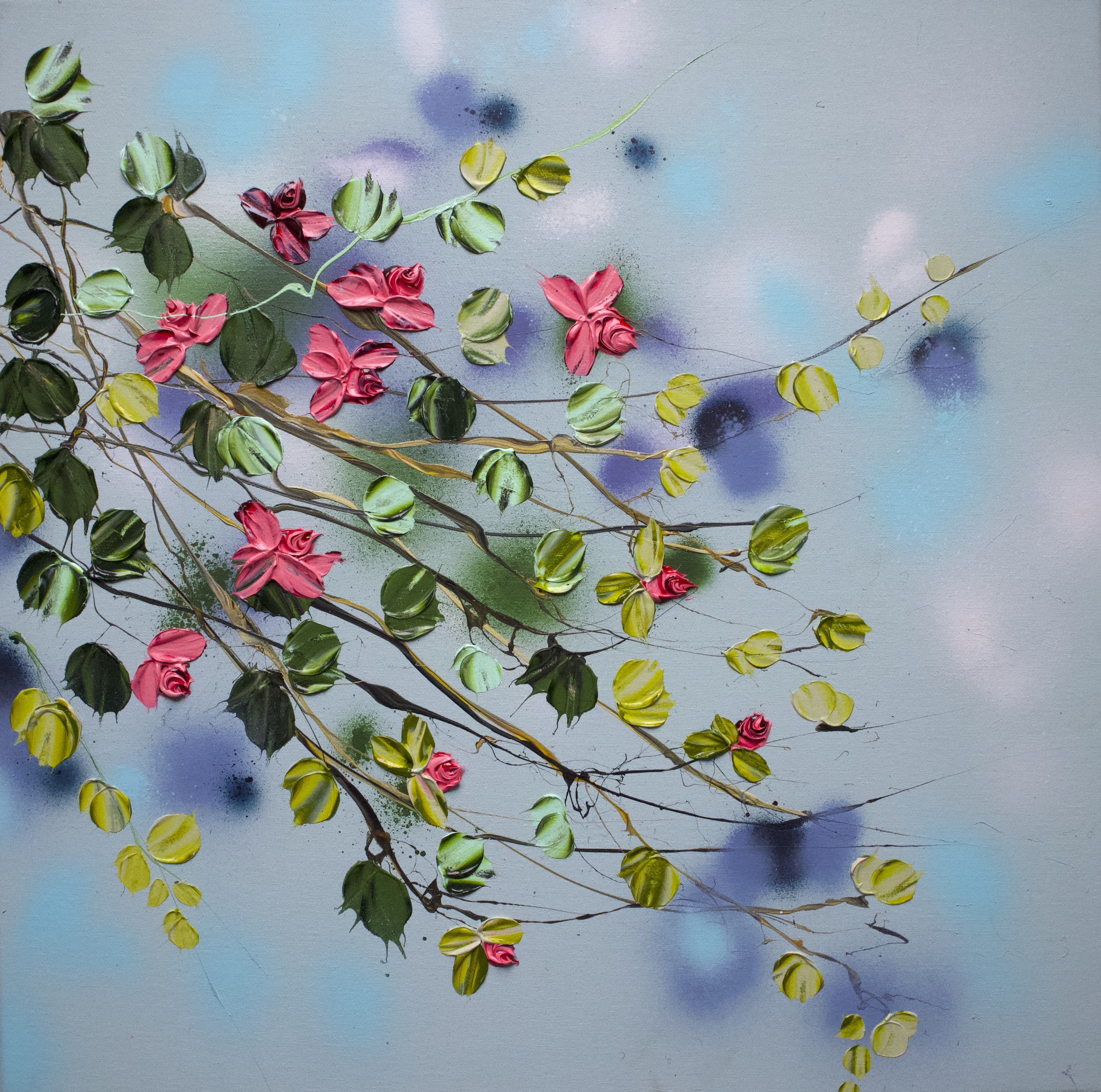 Anastassia Skopp, Satori Blooms - floral impasto modern painting on canvas Anastassia Skopp, Satori Blooms - floral impasto modern painting on canvas