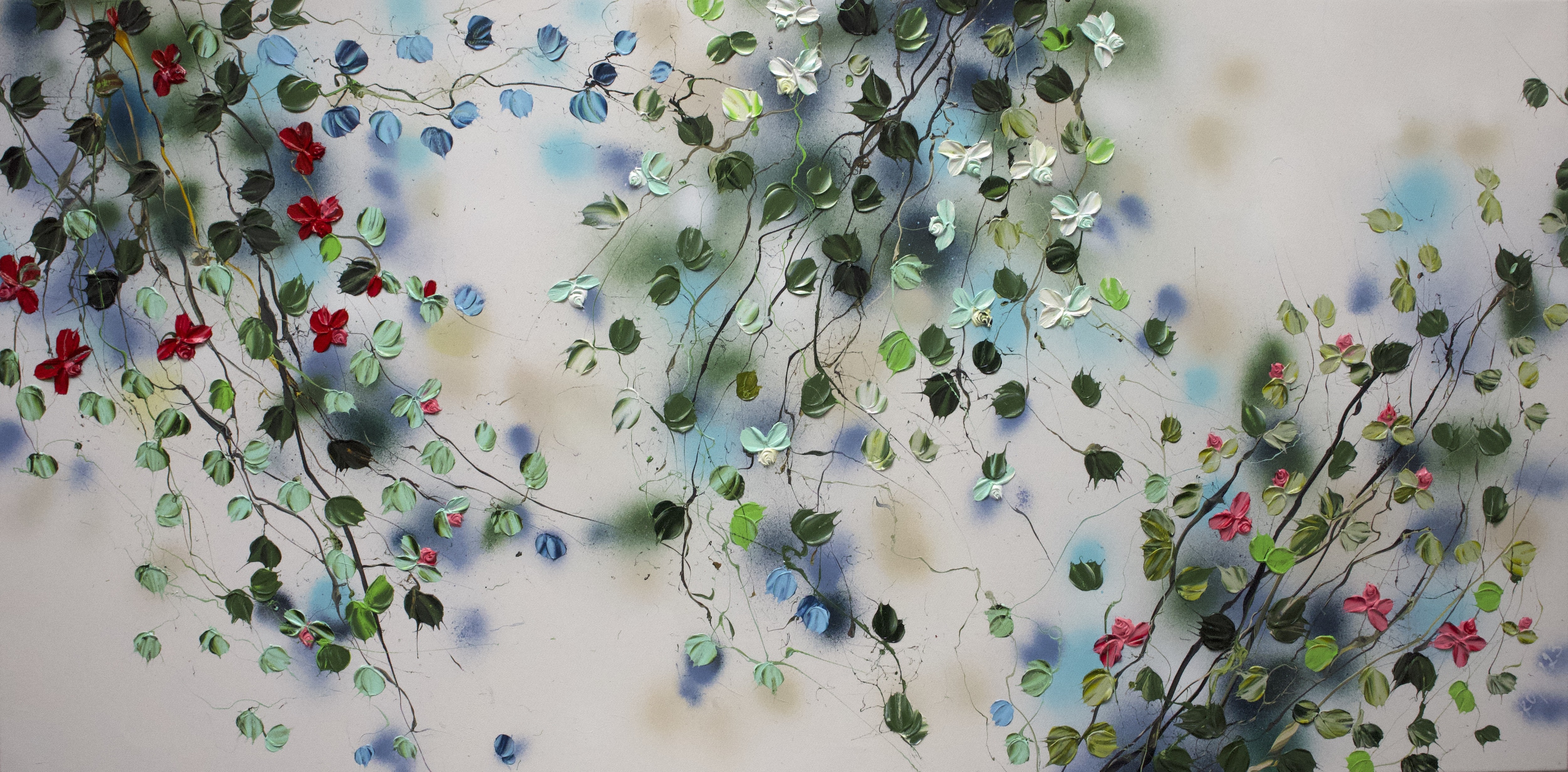 Anastassia Skopp, Ethereal Stillness II - landscape format large floral painting Anastassia Skopp, Ethereal Stillness II - landscape format large floral painting