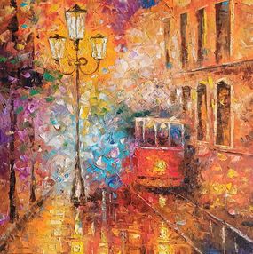 Gemälde, Evening Radiance on Red Tram Avenue, Narek Qochunc