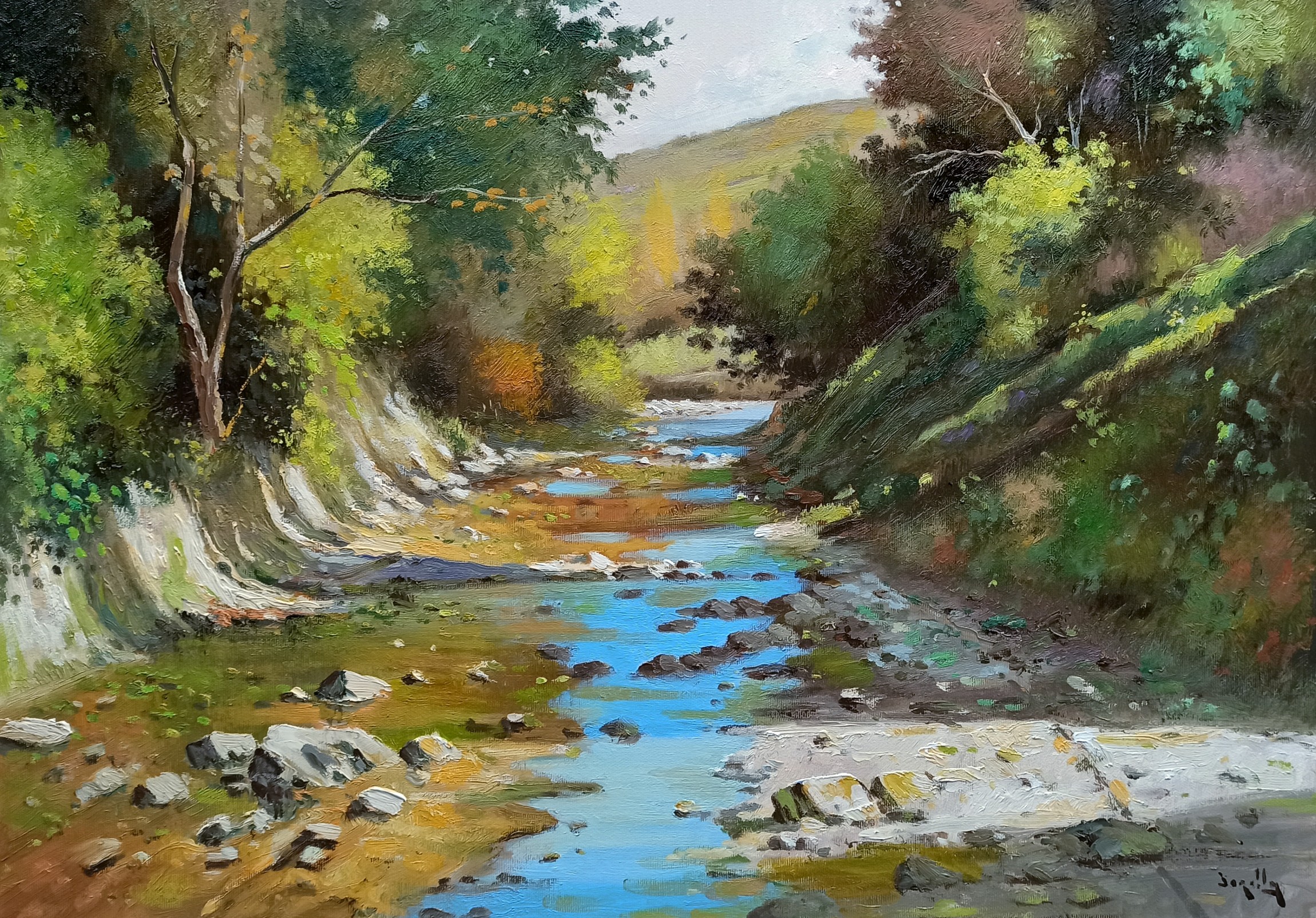 Andrea Borella, The little river - Italian impressionist painting Andrea Borella, The little river - Italian impressionist painting