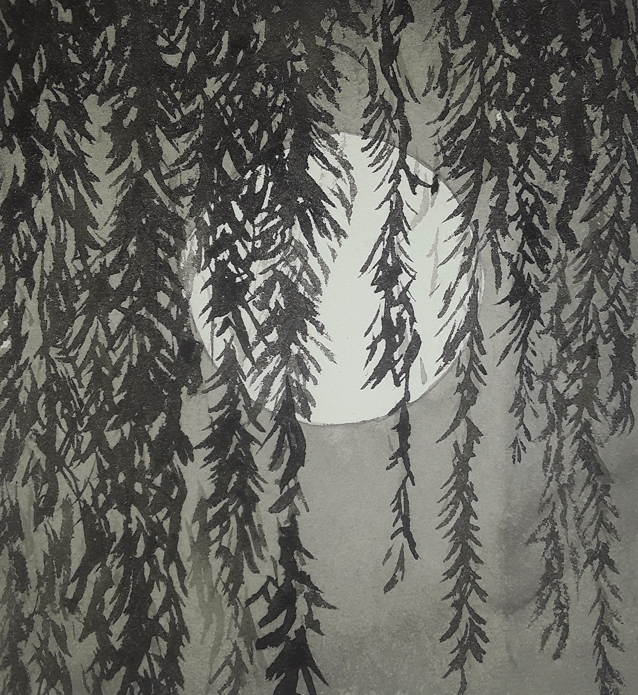 Alvaro Petritoli, Grey frame - Willow leaves moon Alvaro Petritoli, Grey frame - Willow leaves moon