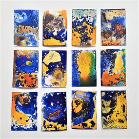 Gemälde, 12 series Yellow leaping on ultramarine, Alvaro Petritoli