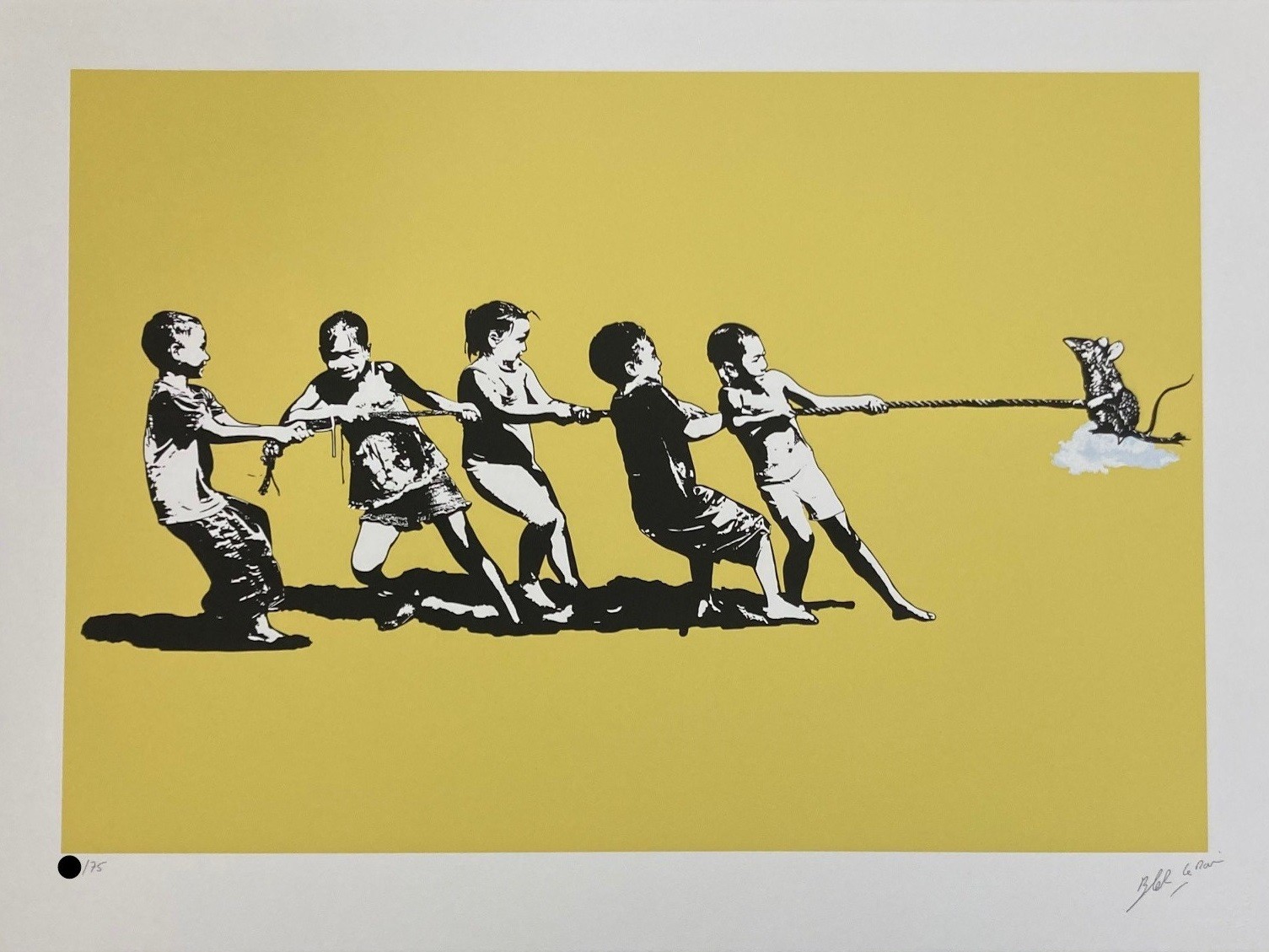 Blek Le Rat, Rope Pulling (Yellow) Blek Le Rat, Rope Pulling (Yellow)