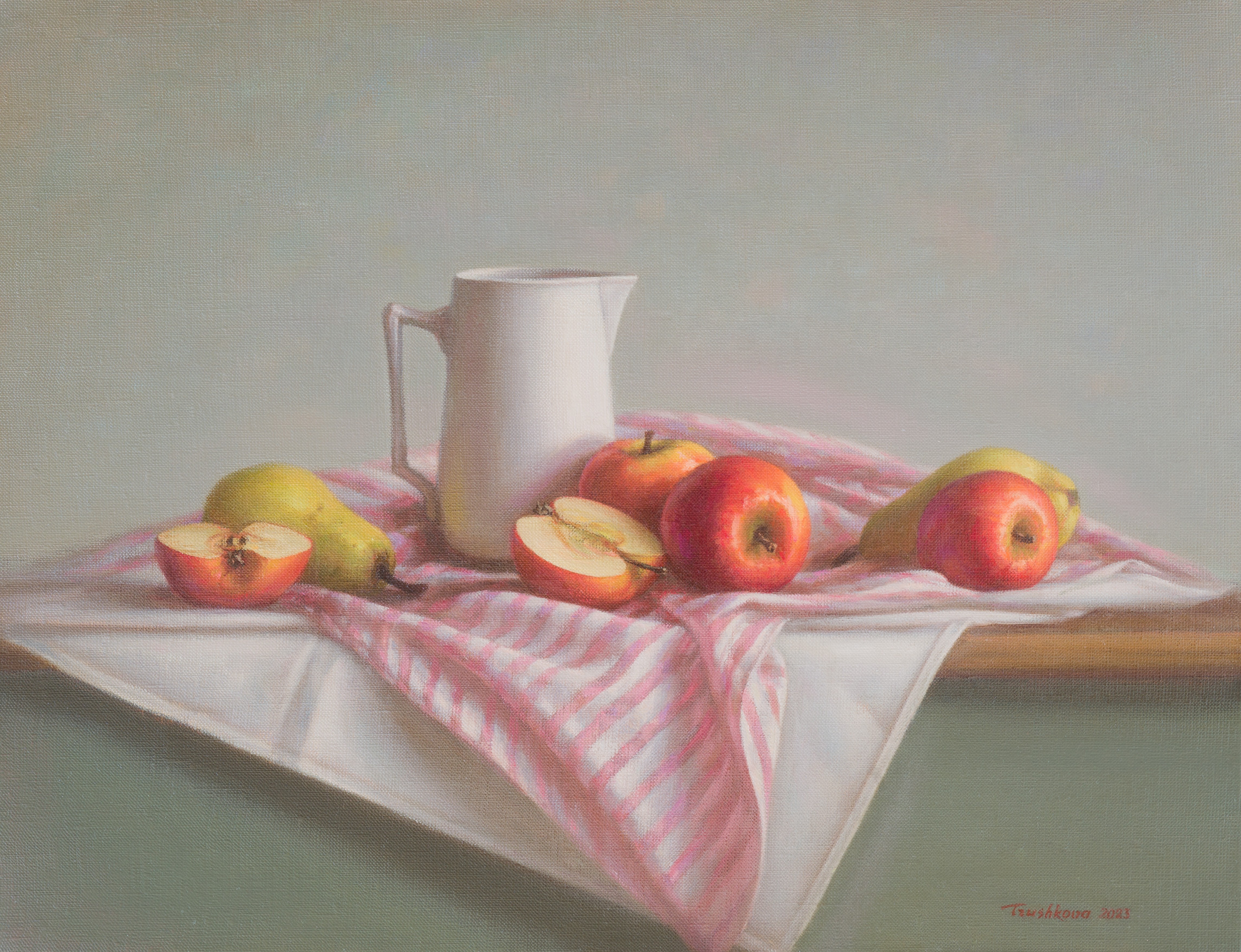 Irina Trushkova, Still life with pink drapery Irina Trushkova, Still life with pink drapery