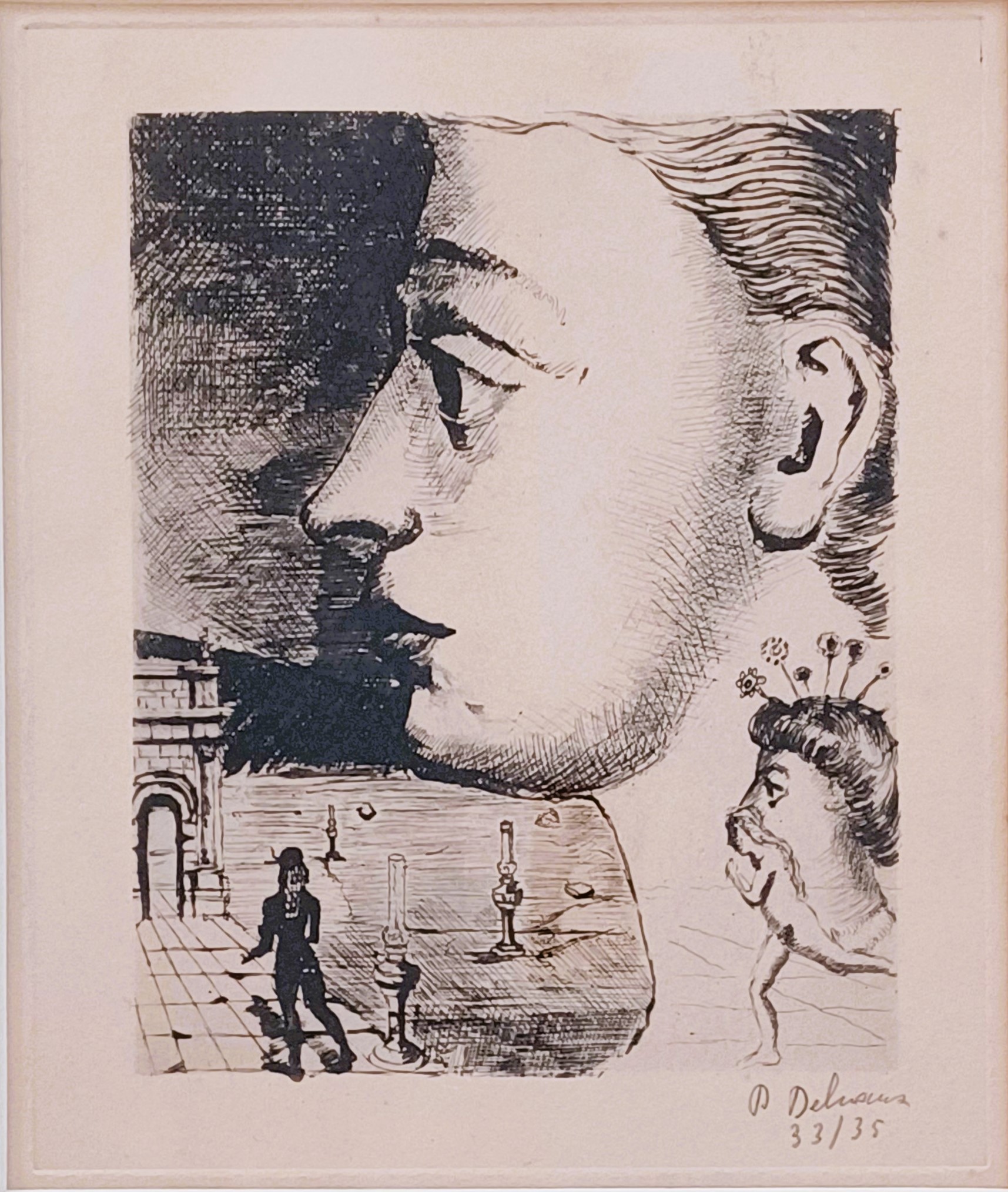 Paul Delvaux, Figure, profile portrait Paul Delvaux, Figure, profile portrait